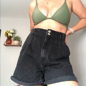 SOLDBlack Zara paper bag denim shorts